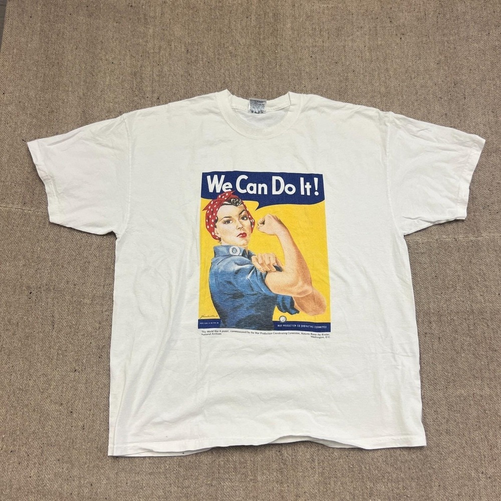 Vintage US World War 2 Poster Shirt Mens XL White 2000s Y2Kโ